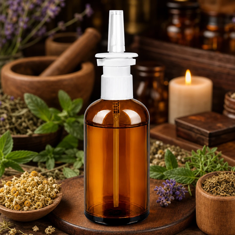 Frasco pulverizador nasal de 100 ml blanco/transparente Estándar BrownLine UT18/100 Botella de vidrio vacía 100ml marrón para aerosoles nasales DIY y remedios naturales para auto-llenado