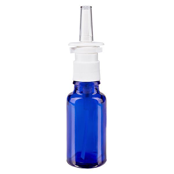 Botella de farmacia azul 20ml atomizador nasal blanco estándar Botella de farmacia azul 20ml atomizador nasal blanco estándar