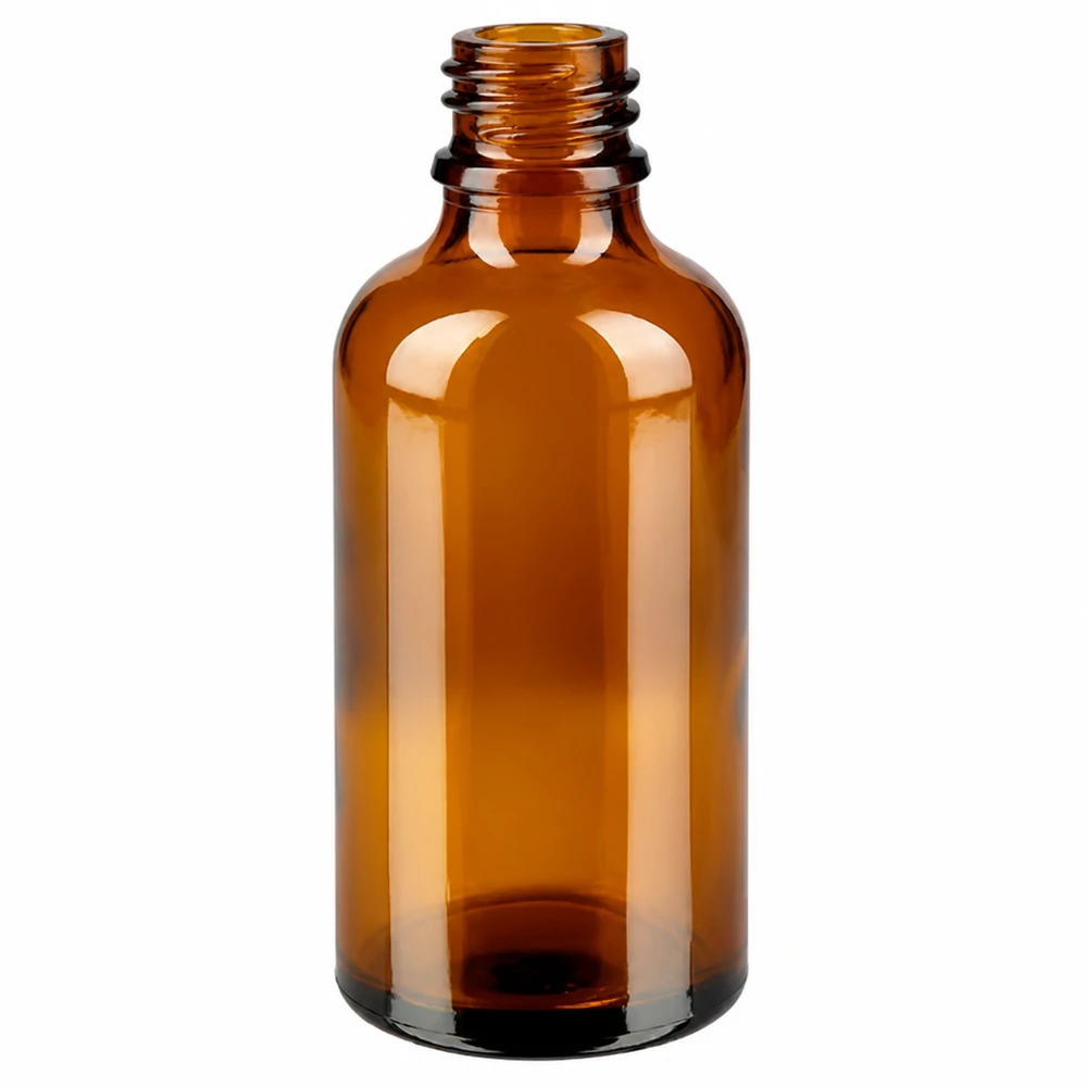 Frasco de vidrio ámbar de 50 ml con rosca para pipetas y aplicaciones de laboratorio