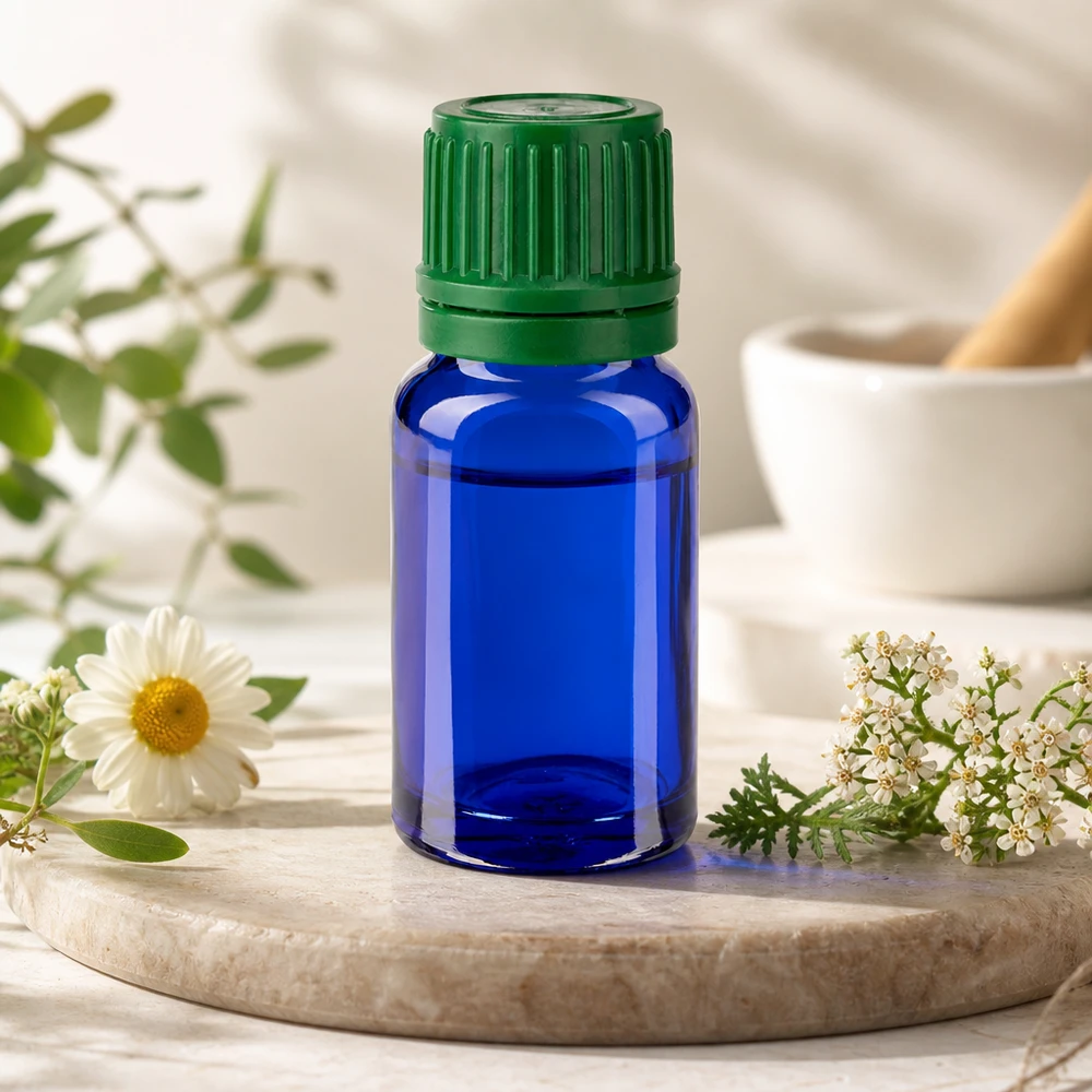 Frasco de 10 ml con tapón de rosca de 11 mm y precinto de seguridad verde BlueLine UT18/10 Frasco de vidrio de 10 ml con protección UV gracias al vidrio azul ideal para sustancias fotosensibles