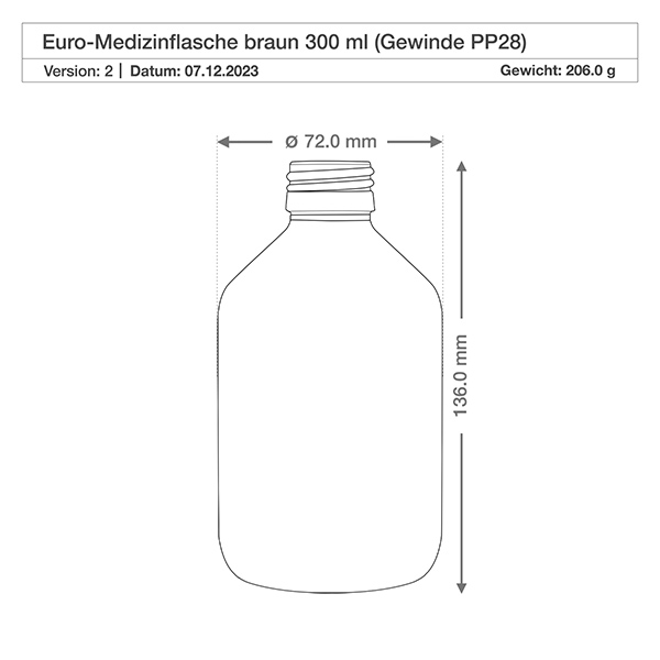 Frasco para medicamentos de 300 ml marrón, con atomizador de bomba blanco ApoGlas Frasco para medicamentos de 300 ml marrón, con atomizador de bomba blanco ApoGlas