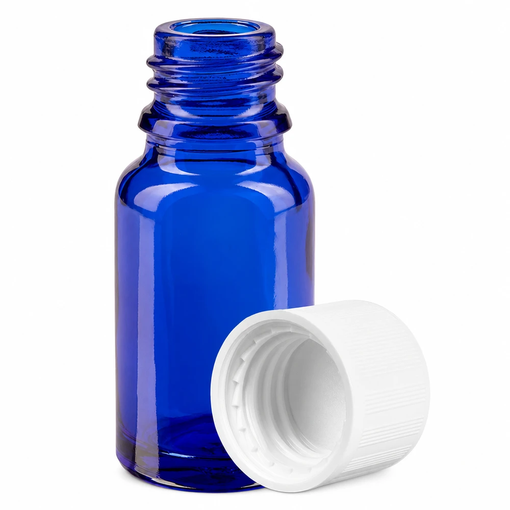 Botella 10ml 11mm tapón rosca blanco estándar inviolable BlueLine UT18/10 Botella 10ml 11mm tapón rosca blanco estándar inviolable BlueLine UT18/10