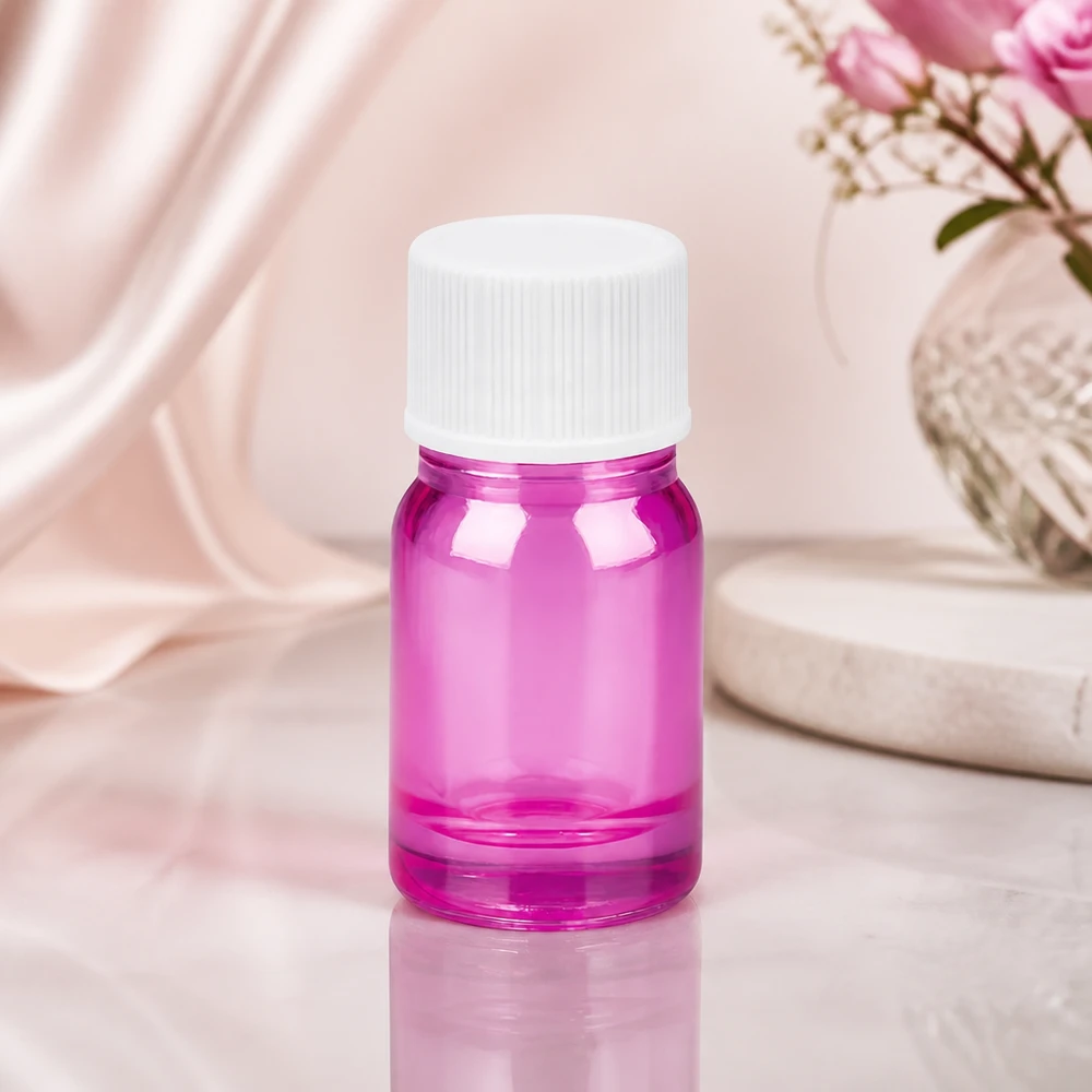 Frasco 5ml tapón rosca 11mm blanco originalidad PurpleLine UT18/5 Frasco de vidrio premium de 5 ml en elegante color violeta con tapón blanco para productos cosméticos de alta calidad