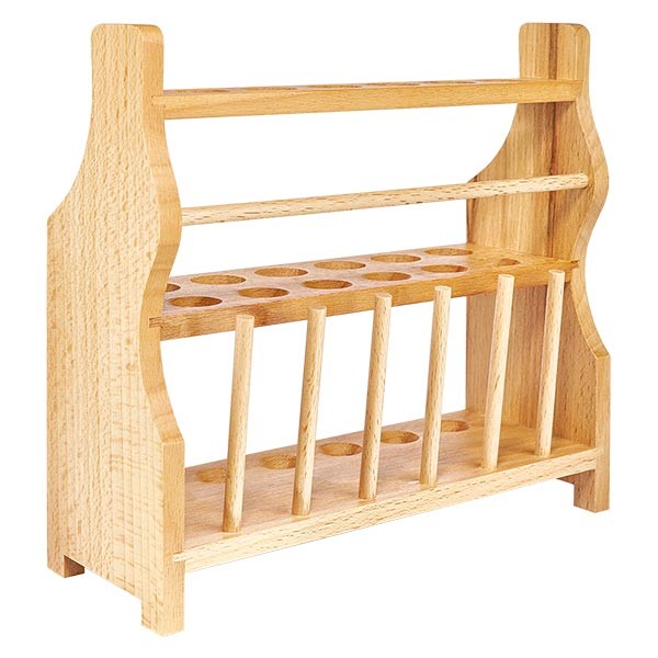 Gradillas de madera, para tubos de hasta aprox. 18 mm Ø para 12 tubos, con 6 varillas Gradillas de madera, para tubos de hasta aprox. 18 mm Ø para 12 tubos, con 6 varillas