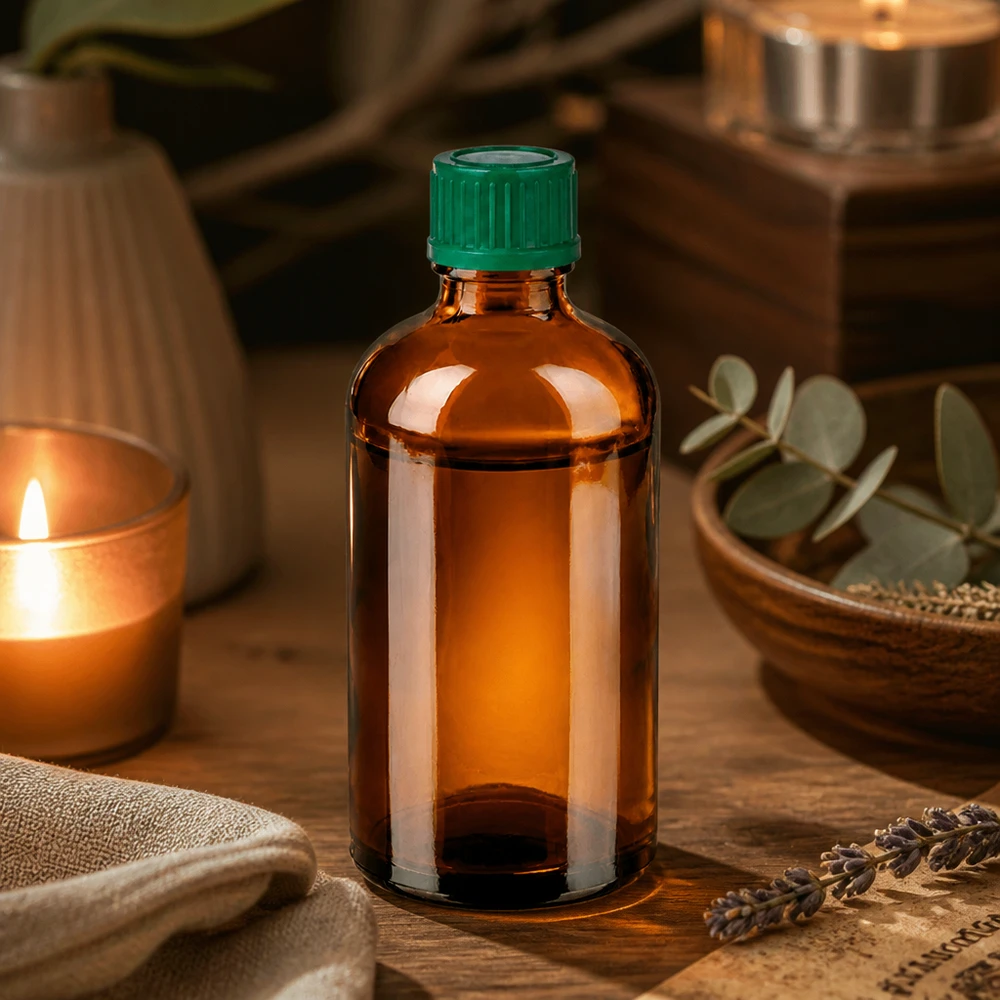 Botella de 100 ml con tapón de rosca de 11 mm verde Estándar BrownLine UT18/100 Pequeño frasco de vidrio ámbar de 100 ml con tapa verde perfecto para cosméticos y remedios naturales