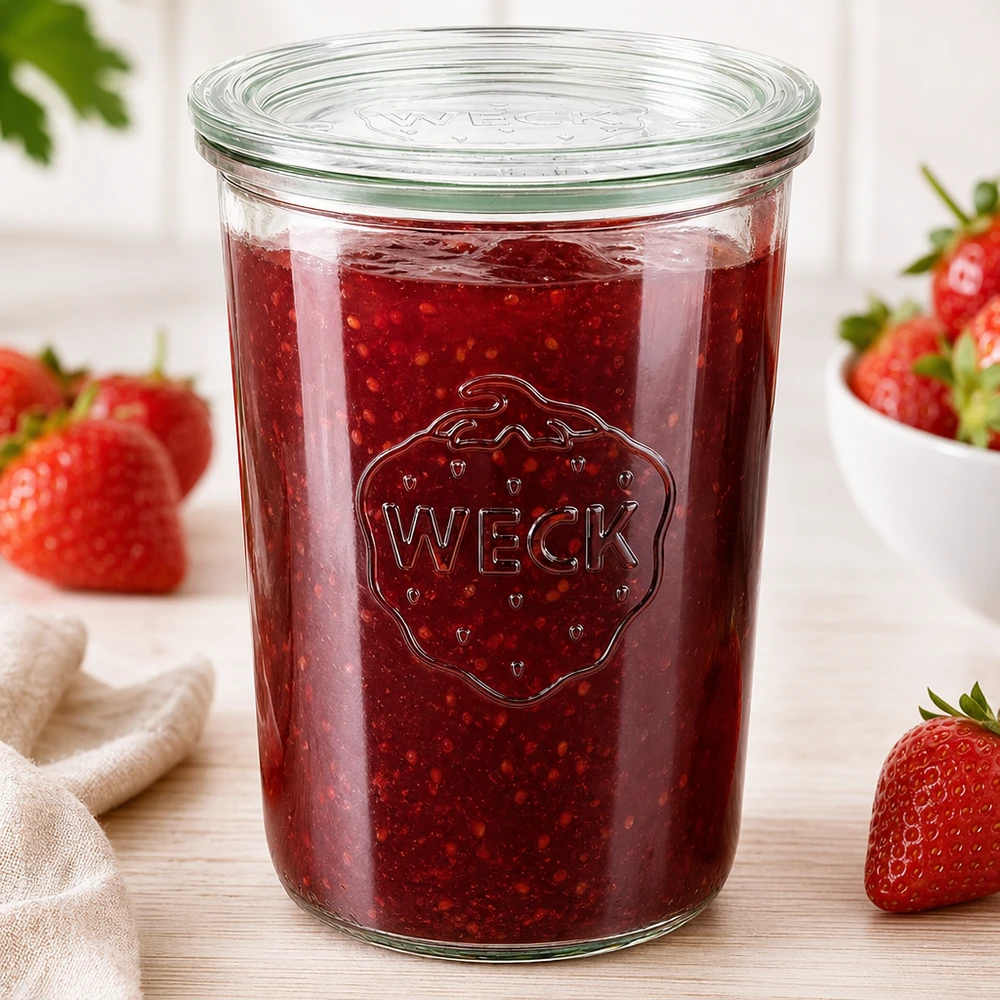 Tarro de cristal de 850 ml con tapa de cristal WECK RR100