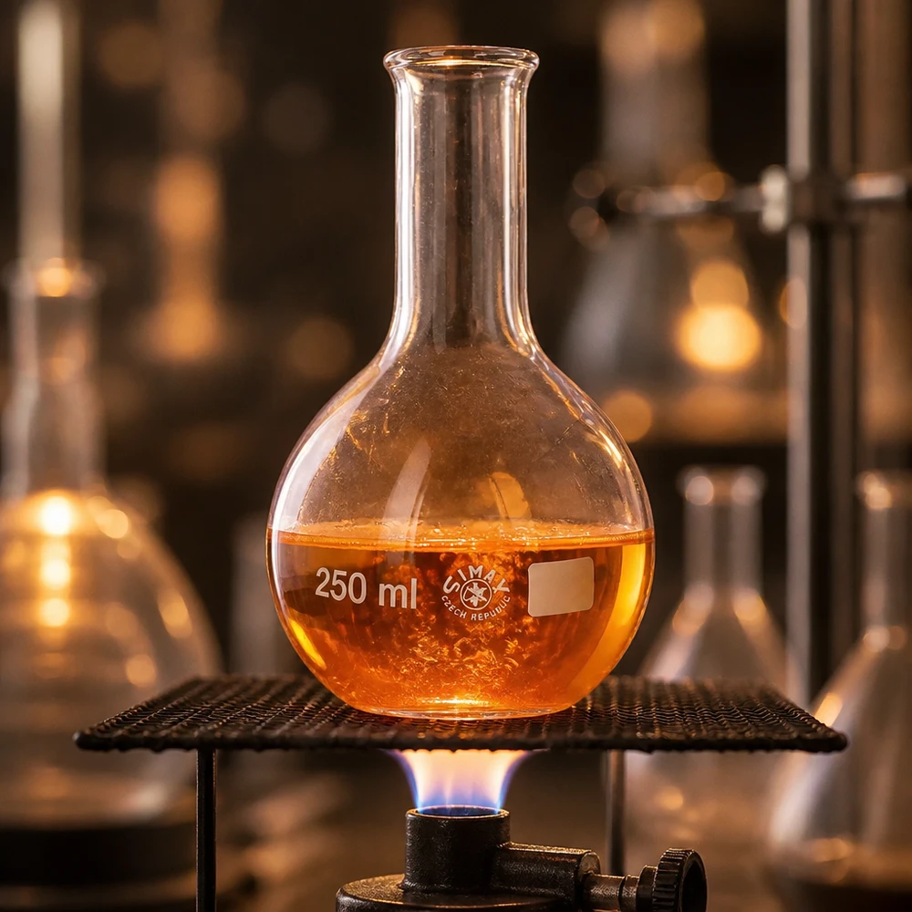 Frasco de 250 ml de cuello estrecho resistente al calor, fabricado en vidrio de laboratorio de alta calidad para aplicaciones seguras