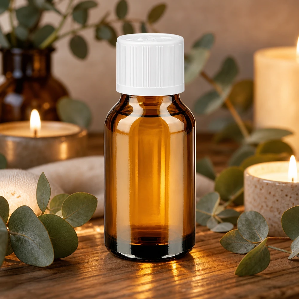 Botella de farmacia marrón 30ml tapón de rosca blanco a prueba de niños estándar Frasco de farmacia de 30 ml de vidrio ámbar con tapón a presión blanco y cierre de seguridad para niños, para aceites esenciales