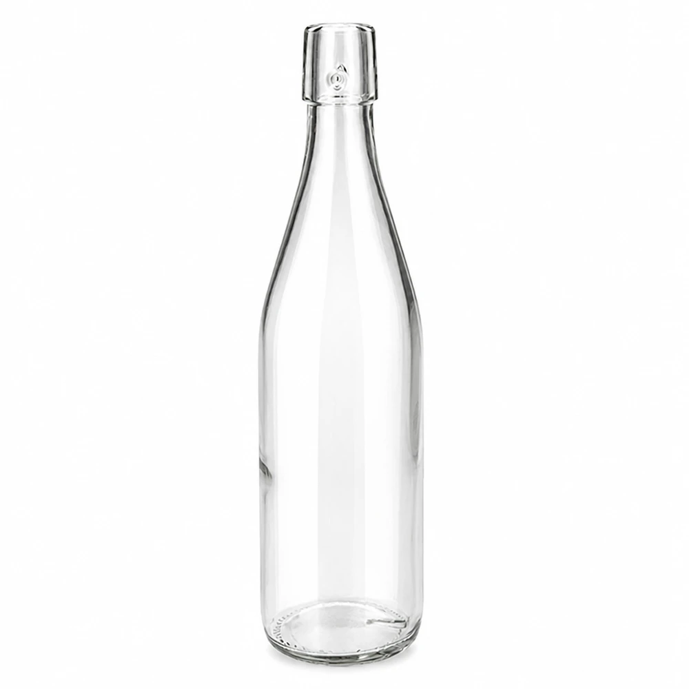 Botella de cristal de 500 ml UNiTWIST transparente sin tapa abatible con tapón de rosca para bebidas y almacenamiento