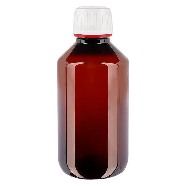 Botella PET 200ml con tapón inviolable blanco, estriado fino Botella PET 200ml con tapón inviolable blanco, estriado fino