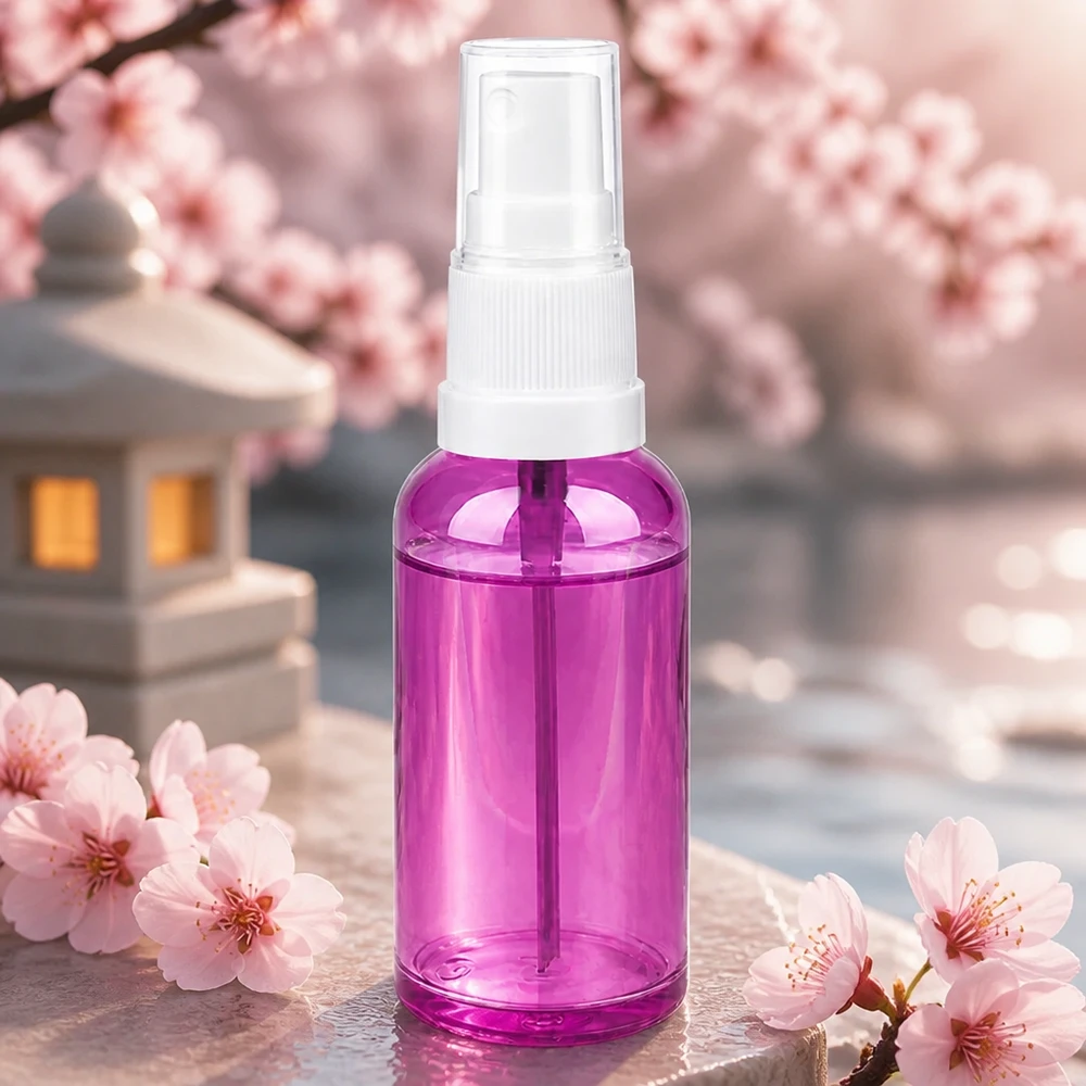 Frasco pulverizador púrpura PurpleLine de 50 ml con cabezal de bomba blanco ideal para sprays de ambiente y fragancias