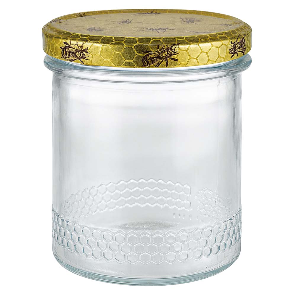 Tarro para miel de 560 g con tapa con diseño de panal BasicSeal UNiTWIST