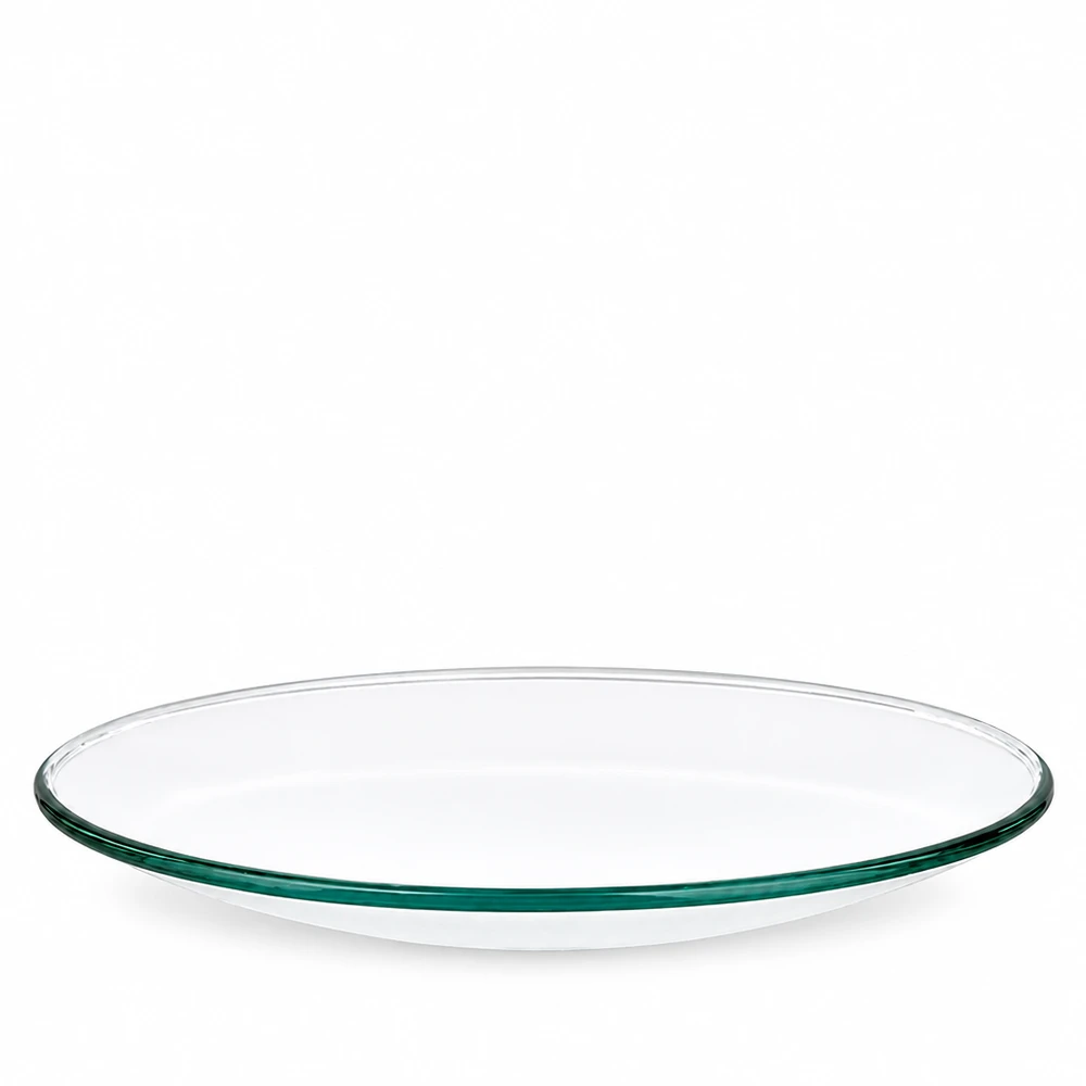 Placa de vidrio para relojes ø60 mm Kleine flache Uhrglasschale Ø 60 mm aus klarem Borosilikatglas grüner Rand