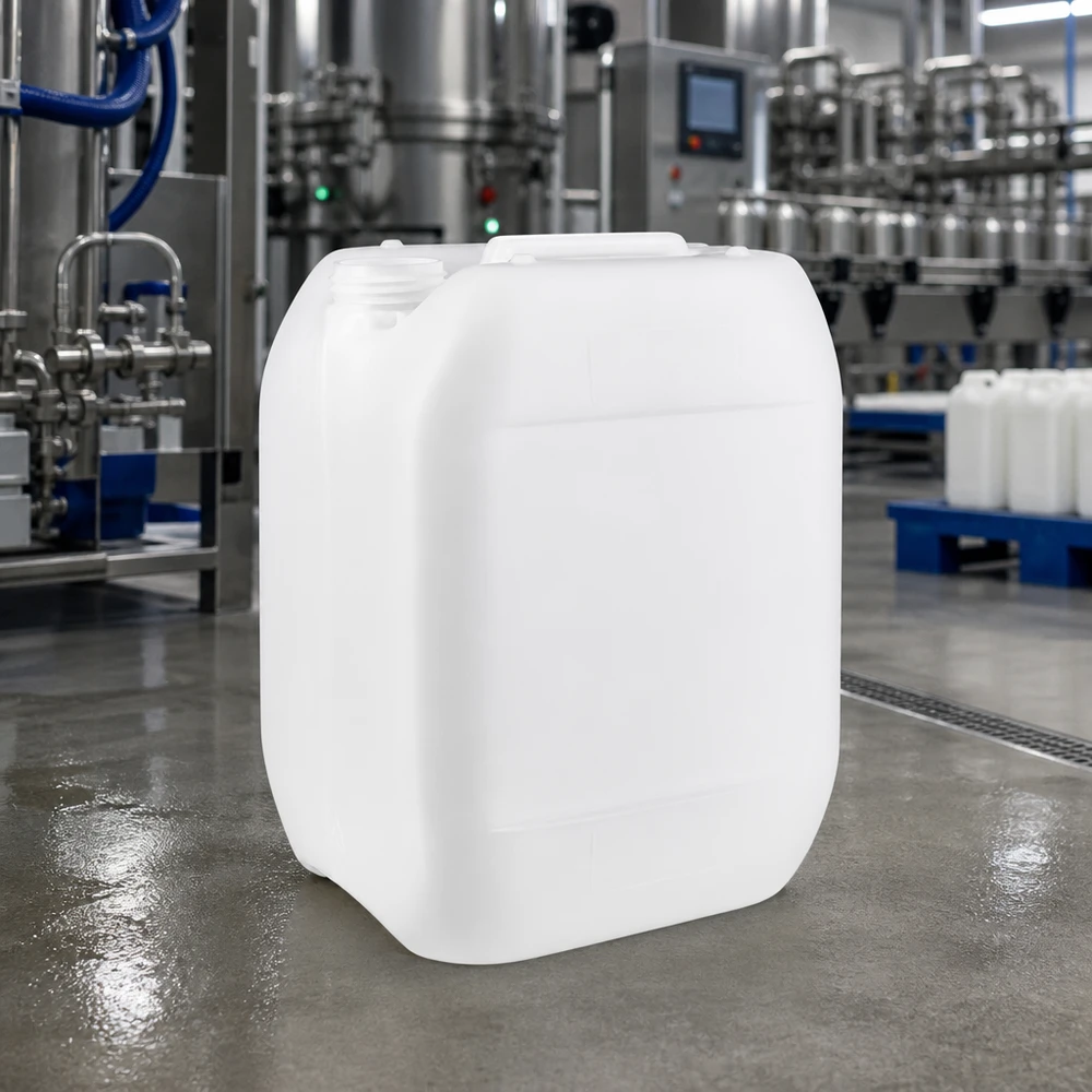 Bidón vacío de 10 litros sin tapa para uso industrial, recipiente de HDPE blanco apilable