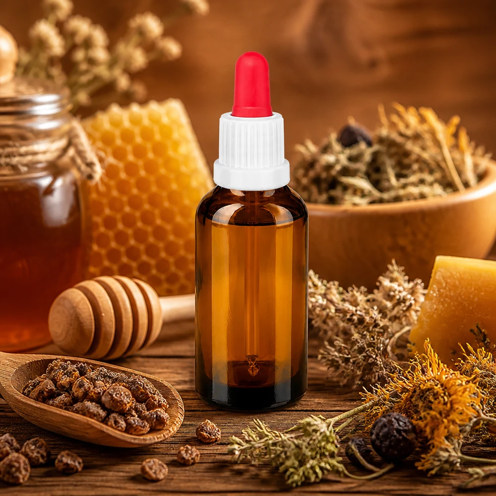 Frasco pipeta 30ml blanco/rojo cierre inviolable BrownLine UT18/30 Botella de pipeta premium de 30 ml de vidrio ámbar con protección UV y tapón de rosca blanco y tapa roja