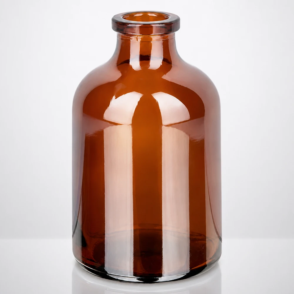 Frasco de inyección de vidrio ámbar 50ml Sterile Injektionsflasche Braunglas 50ml für Veterinär- und Humanmedizin geeignet
