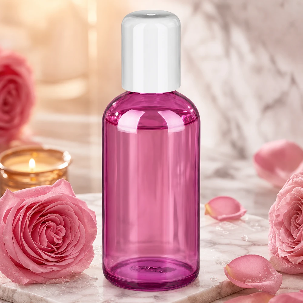 Frasco roll-on de vidrio de 100 ml de alta calidad con diseño Purple Line para productos cosméticos profesionales