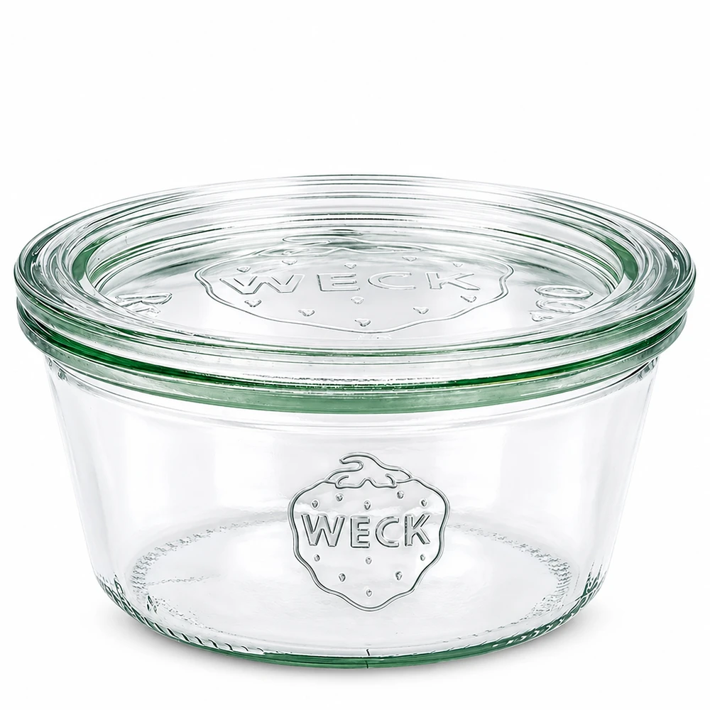 Tarro de cristal bajo de 290 ml con tapa de cristal WECK RR100 WECK tarro bajo 290ml con tapa de cristal RR100 tarro transparente para conservación y almacenaje
