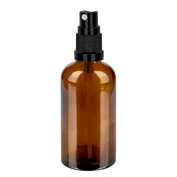 Frasco pulverizador de 100 ml negro con tapón estándar BrownLine UT18/100
