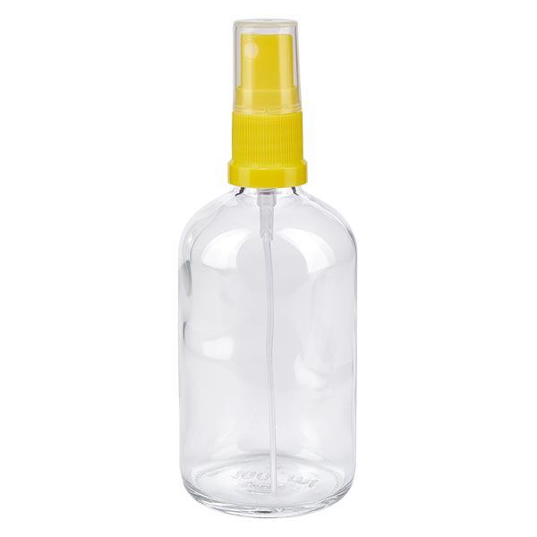 Botella de farmacia claro 100ml spray top amarillo Botella de farmacia claro 100ml spray top amarillo
