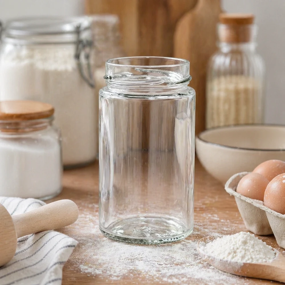 Tarro redondo de 245ml sin tapa (TO58deep) UNiTWIST Leeres Rundglas 245ml in Küche mit Kochzutaten - UNiTWIST Einmachglas für Vorratshaltung und Dekoration