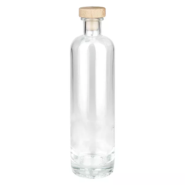 Botella de vidrio de 500 ml «Ella» con tapón de corcho con asa de madera UNiTWIST® Botella de vidrio de 500 ml «Ella» con tapón de corcho con asa de madera UNiTWIST®