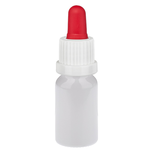 Frasco con pipeta de 10 ml blanco/rojo con tapón de seguridad WhiteLine UT18/10