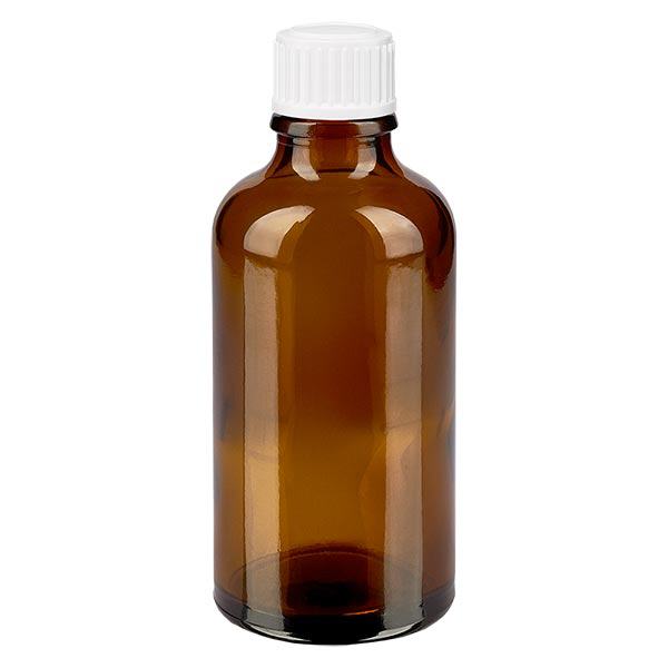 Botella de farmacia marrón 50ml tapón de rosca blanco estándar Botella de farmacia marrón 50ml tapón de rosca blanco estándar