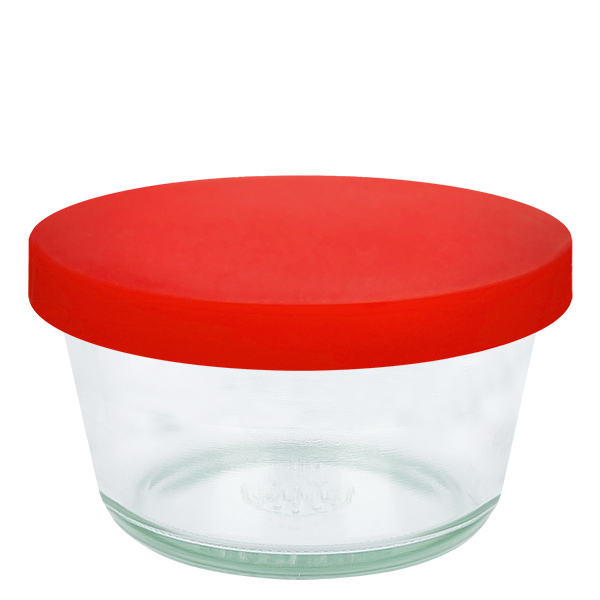 290ml Gourmetglas mit Silikondeckel rot WECK RR100 290ml Gourmetglas mit Silikondeckel rot WECK RR100