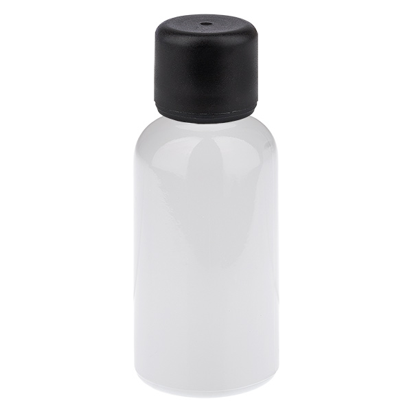 Frasco de 30 ml con tapón de rosca de 6 mm negro, estándar WhiteLine UT18/30 Frasco de 30 ml con tapón de rosca de 6 mm negro, estándar WhiteLine UT18/30