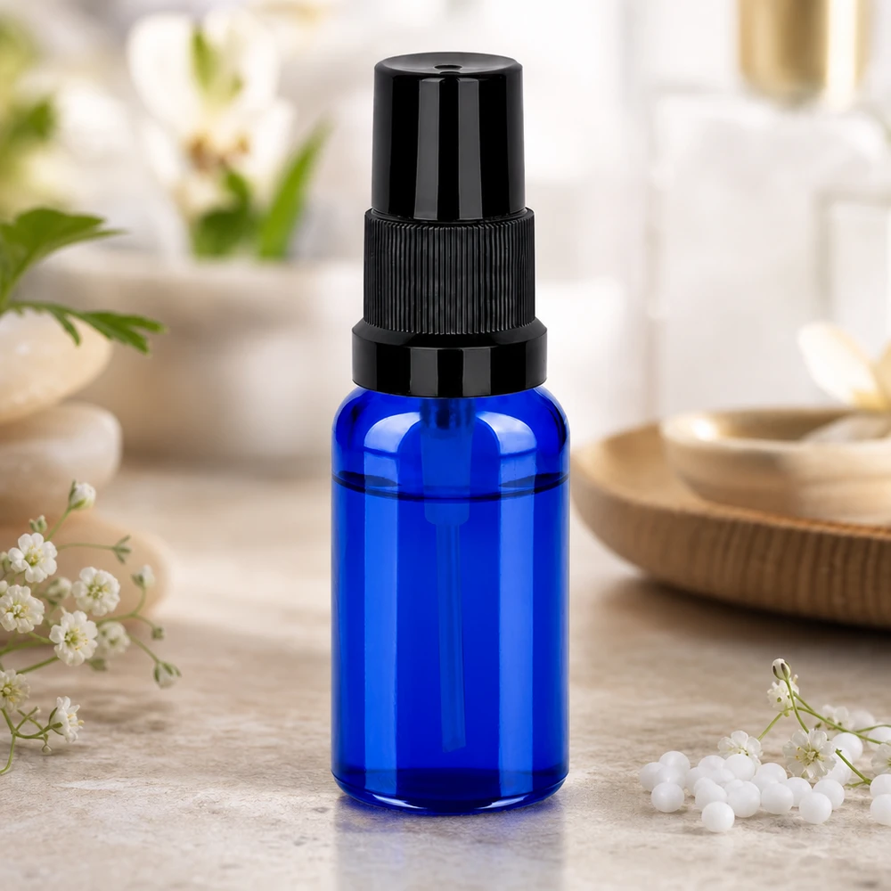 Frasco pulverizador negro de 20 ml con tapón estándar BlueLine UT18/20 Frasco pulverizador de vidrio de alta calidad de 20 ml STD BlueLine UT18/20 con material robusto para un uso duradero