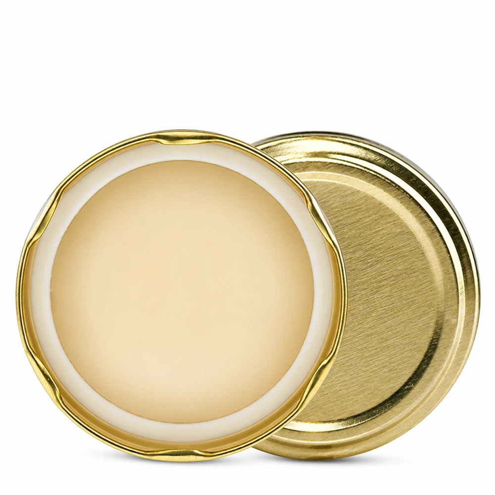 Tapa BasicSeal de 82 mm, color dorado (TO82) UNiTWIST Tapa BasicSeal de 82 mm, color dorado, TO82 UniTwist, vista interior con junta blanca