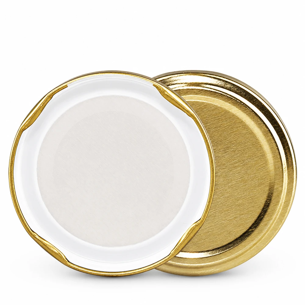 TO58 Tapa de rosca, vista interior: junta blanca, borde dorado, BioSeal, sin BPA, unitemp