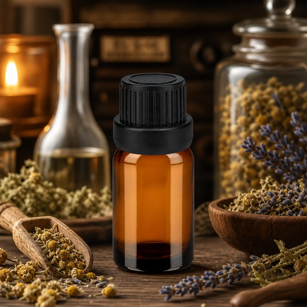 Botella de 5ml tapón de rosca de 11mm tapón negro a prueba de manipulacionesII BrownLine UT18/5 Frasco de vidrio ámbar de alta calidad de 5 ml con protección UV y tapón de rosca negro para cosmética natural