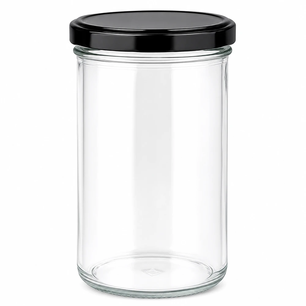Vasos de 277ml con tapa BasicSeal negro UNiTWIST tarro vacío de 277ml con tapa negra BasicSeal tarro de conservas tarro de mermelada tarro de almacenaje