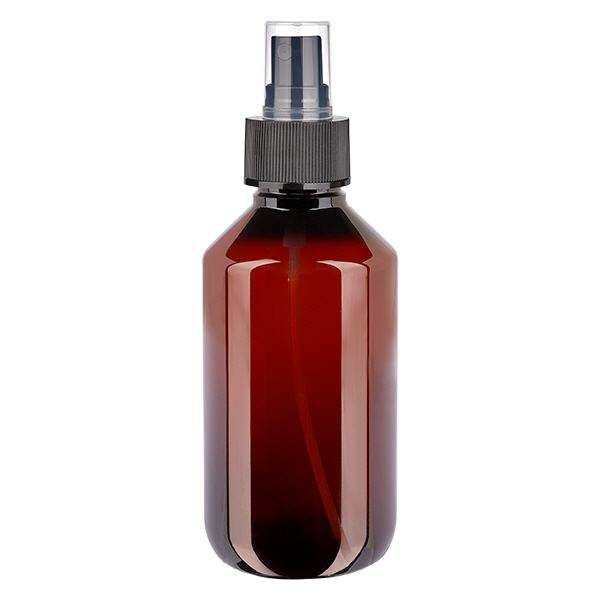 Botella PET 200ml con atomizador negro Botella PET 200ml con atomizador negro