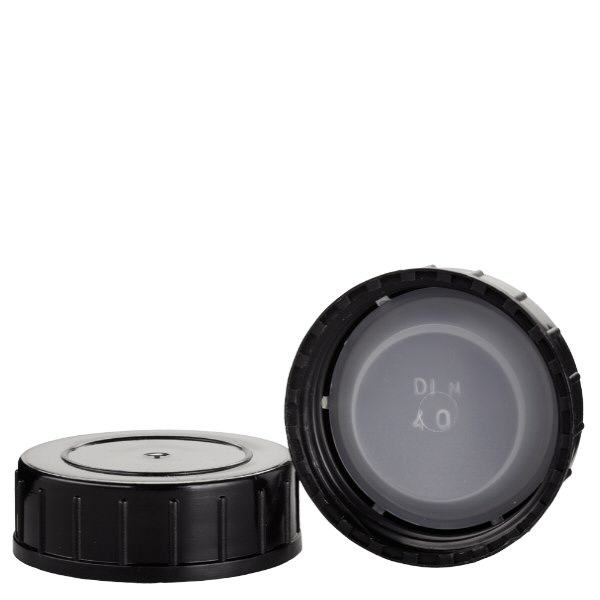 Tapa roscada negra de polipropileno N 40mm (DIN 40) Tapa roscada negra de polipropileno N 40mm (DIN 40)