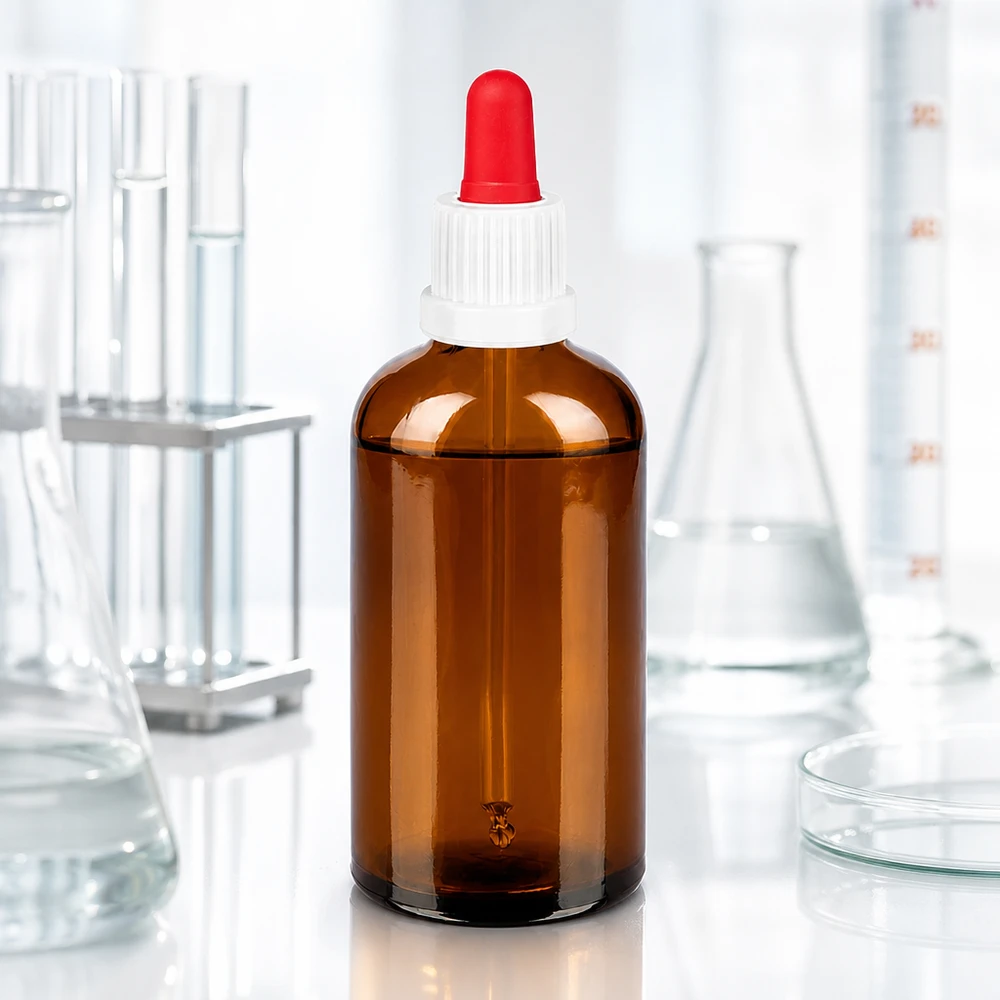 Material de laboratorio: frasco pipeta de 100 ml con rosca UT18 para la medición precisa de líquidos
