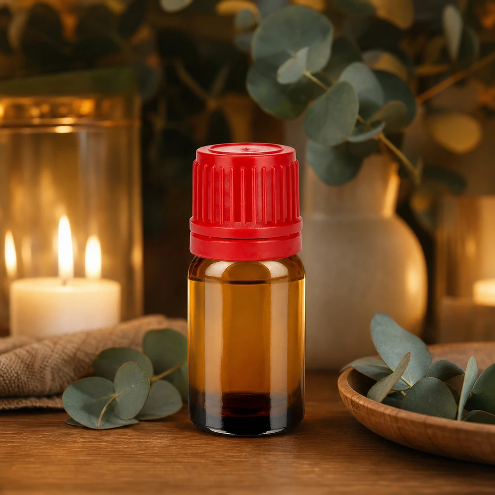 Frasco de vidrio ámbar de 5 ml con rosca de 11 mm y tapón de rosca rojo para una dosificación precisa