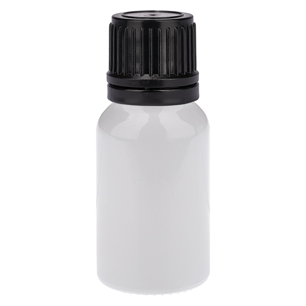Frasco de 10 ml con tapón de rosca de 11 mm negro con tapón de seguridad WhiteLine UT18/10 Frasco de 10 ml con tapón de rosca de 11 mm negro con tapón de seguridad WhiteLine UT18/10