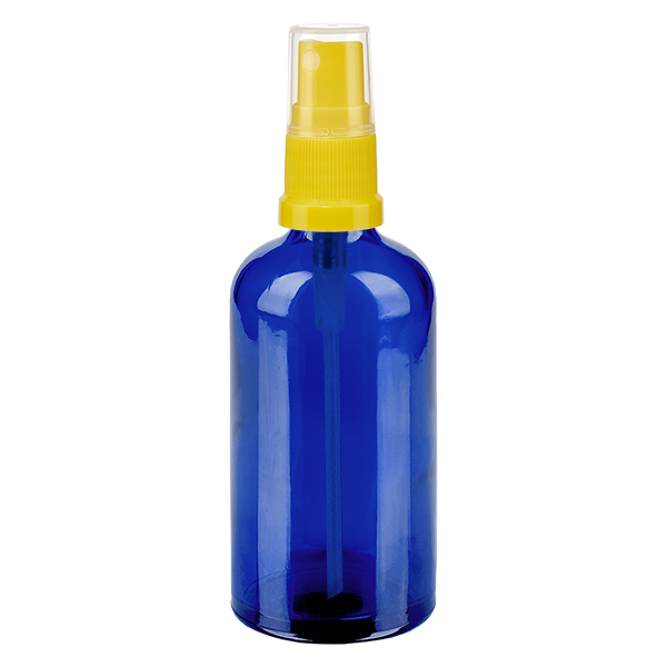 Frasco pulverizador de 100 ml amarillo/transparente con tapón estándar BlueLine UT18/100