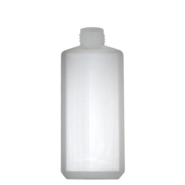 Botella cuadrada 500ml PE natural, sin tapón Botella cuadrada 500ml PE natural, sin tapón