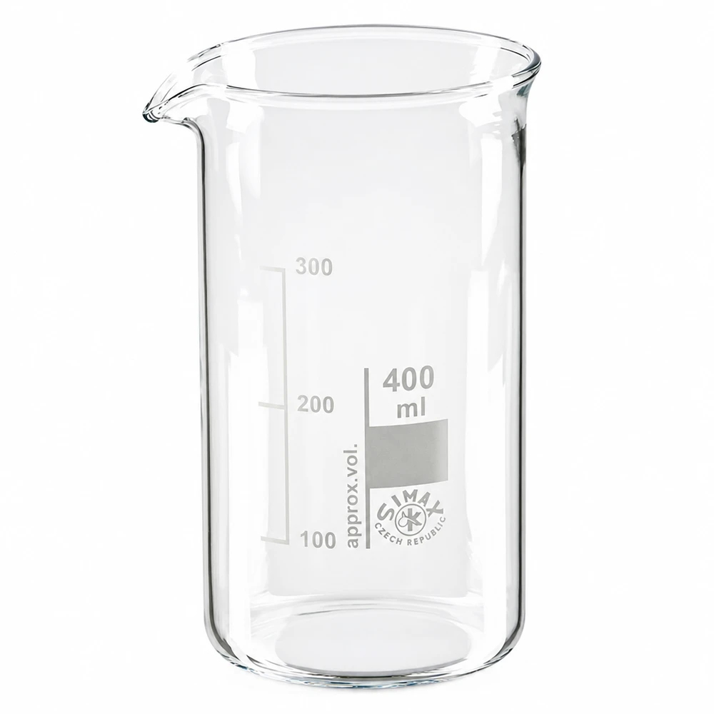 Vaso de precipitados de 400 ml, de forma alta, fabricado en vidrio borosilicato con escala, de SIMAX Czech Republic