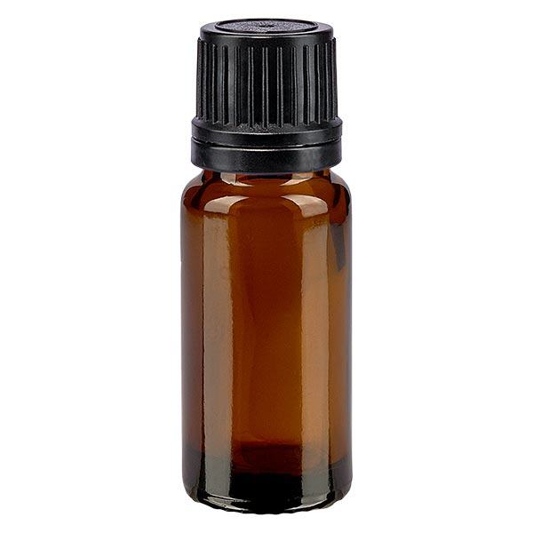 Botella de farmacia marrón 10ml tapón cuentagotas anillo vertedor 1mm tapón inviolable negro Botella de farmacia marrón 10ml tapón cuentagotas anillo vertedor 1mm tapón inviolable negro