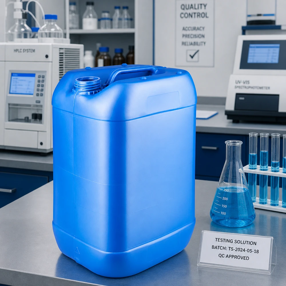 Bidón 25 litros azul sin tapón Bidón apilable de 25 litros, de color azul y sin tapón, ideal para productos químicos y soluciones de laboratorio