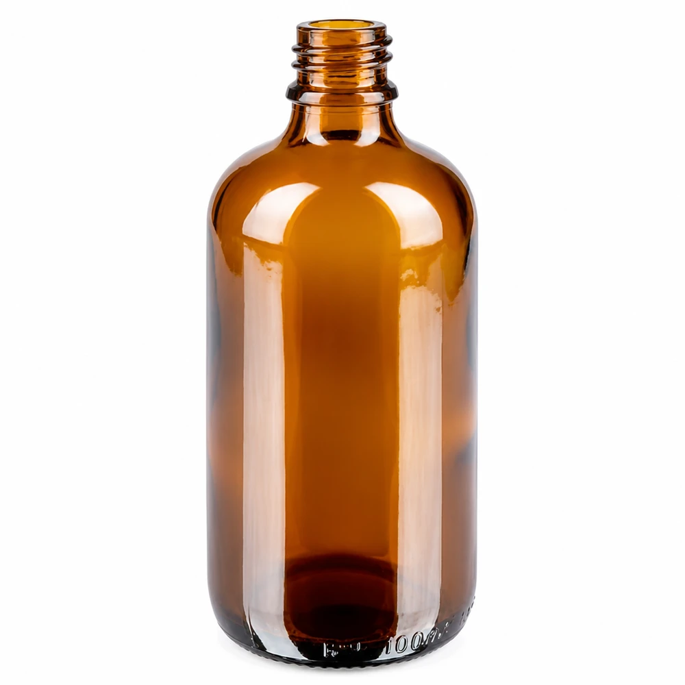 Frasco de vidrio de 100 ml de color ámbar con rosca de 11 mm para aplicaciones farmacéuticas y de laboratorio