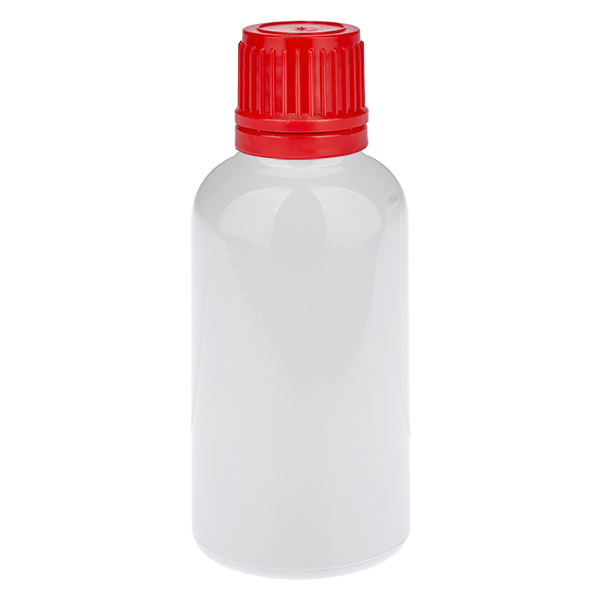 Botella de 30 ml con tapón de rosca rojo de seguridad original de 11 mm WhiteLine UT18/30 Botella de 30 ml con tapón de rosca rojo de seguridad original de 11 mm WhiteLine UT18/30