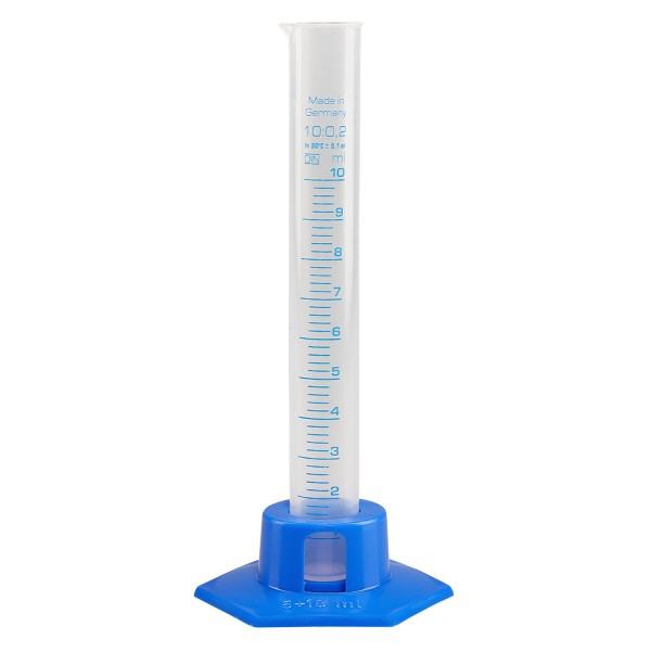 Probeta graduada de 10 ml de polipropileno con base azul Probeta graduada de 10 ml de polipropileno con base azul