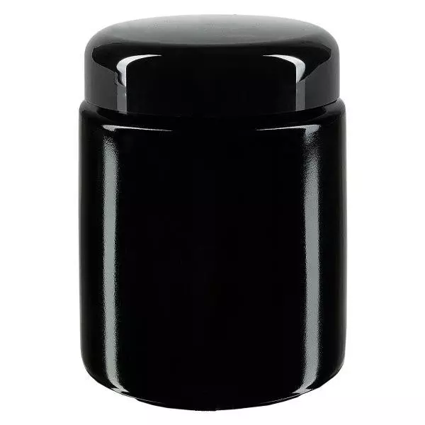 Tarro cuello ancho+ vidrio violeta 250ml, con tapa negra Tarro cuello ancho+ vidrio violeta 250ml, con tapa negra