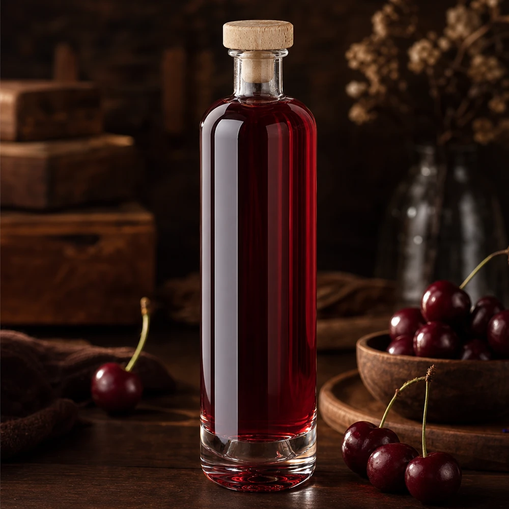 Botella de vidrio de 500 ml «Ella» con tapón de corcho con asa de madera UNiTWIST®